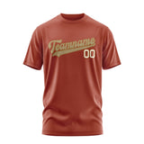 Custom Coral Red Light Khaki T-Shirt