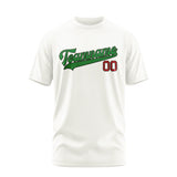 Custom White Emerald Green T-Shirt