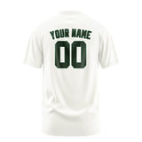 Custom White Dark Green T-Shirt