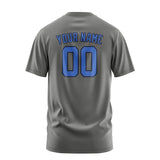 Custom Dark Grey Sky Blue T-Shirt