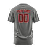 Custom Dark Grey Crimson Red T-Shirt