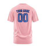 Custom Light Pink Sky Blue T-Shirt