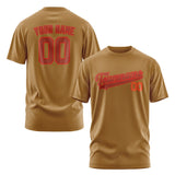 Custom Khaki Coral Red T-Shirt