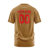 Custom Khaki Orange Red T-Shirt