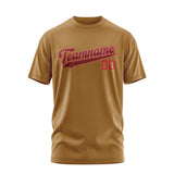 Custom Khaki Crimson Red T-Shirt