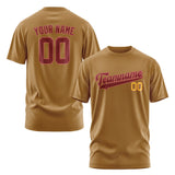 Custom Khaki Crimson Red T-Shirt