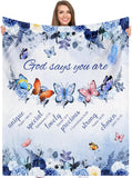 Blanket for Daughter Gifts, “God says you are”, From Mom Dad, Birthday, Christmas, Graduation, Motivational Inspirational