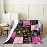 Gifts for Daughter Blanket - I Can Do All Things Through Christ Who Strengthens Me - From Parents, Birthday, Christmas, Everyday Encouragement, Inspirational Faith