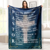 Gifts for Pastor Blanket - P is for the Preacher God called you to be,” From Congregation, Birthday, Christmas, Everyday Encouragement, Inspirational Motivational