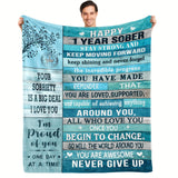 Gifts for Son Blanket - Happy 1 Year Sober Stay Strong and Keep Moving Forward - From Parents, Graduation Birthday Everyday Encouragement, Motivational Inspirational