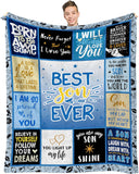 Blanket for Son Gifts, “Best Son Ever”, From Mom Dad, Birthday, Christmas, Graduation, Everyday Encouragement, Inspirational Motivational
