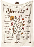 Blanket for Daughter Gifts, “You Are... Beautiful, Capable, Amazing, Loved, Never Alone”, From Mom Dad, Birthday Christmas Graduation, Inspirational