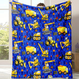 Blanket for Son Gifts - Big Yellow Construction Trucks - From Parents, Birthday, Christmas, Everyday Encouragement, Motivational