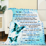 Gifts for Sister Blanket - To My Sister No Matter Where Life Takes Us We Will Always Be Connected by Heart - From Sibling, Birthday, Christmas, Everyday Encouragement, Inspirational