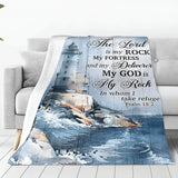 Motivational Blanket Gifts for Son - The Lord is my ROCK My FORTRESS and my Deliverer - From Parents, Birthday Christmas Graduation, Inspirational