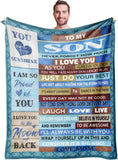 Gifts for Son Blanket, "Never Forget How Much I Love You As You Grow Older", From Mom, Birthday Christmas Graduation Holiday, Inspirational
