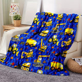 Blanket for Son Gifts - Big Yellow Construction Trucks - From Parents, Birthday, Christmas, Everyday Encouragement, Motivational