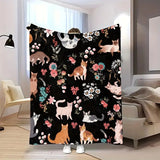 Blanket Gifts for Cat Lovers Blanket - Cats and Flowers Delight,” From Family, Birthday, Christmas, Everyday Encouragement, Inspirational
