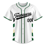 Custom Unisex White & Kelly Green Pattern Baseball Jersey BB0000010215