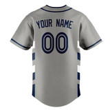 Custom Unisex Gray & Navy Blue Pattern Baseball Jersey BB0000010318