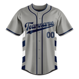 Custom Unisex Gray & Navy Blue Pattern Baseball Jersey BB0000010318