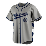 Custom Unisex Gray & Navy Blue Pattern Baseball Jersey BB0000010318