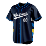 Custom Unisex Navy Blue & Blue Pattern Baseball Jersey BB0000011820