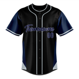 Custom Unisex Black & Navy Blue Pattern Baseball Jersey BB0000020118