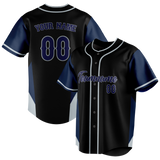 Custom Unisex Black & Navy Blue Pattern Baseball Jersey BB0000020118