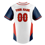 Custom Unisex White & Navy Blue Pattern Baseball Jersey BB0000020218