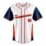 Custom Unisex White & Navy Blue Pattern Baseball Jersey BB0000020218