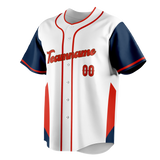 Custom Unisex White & Navy Blue Pattern Baseball Jersey BB0000020218