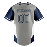 Custom Unisex Gray & Navy Blue Pattern Baseball Jersey BB0000020318