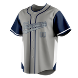 Custom Unisex Gray & Navy Blue Pattern Baseball Jersey BB0000020318