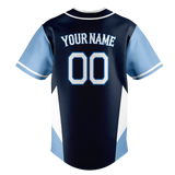 Custom Unisex Navy Blue & Light Blue Pattern Baseball Jersey BB0000021821