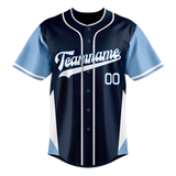 Custom Unisex Navy Blue & Light Blue Pattern Baseball Jersey BB0000021821