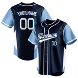 Custom Unisex Navy Blue & Light Blue Pattern Baseball Jersey BB0000021821