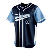 Custom Unisex Navy Blue & Light Blue Pattern Baseball Jersey BB0000021821