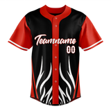 Custom Unisex Black & Red Pattern Baseball Jersey BB0000040109