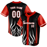 Custom Unisex Black & Red Pattern Baseball Jersey