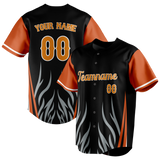 Custom Unisex Black & Orange Pattern Baseball Jersey