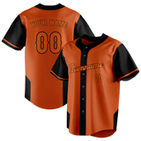 Custom Unisex Orange & Black Pattern Baseball Jersey