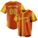 Custom Unisex Orange & Gold Pattern Baseball Jersey