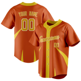 Custom Unisex Orange & Gold Pattern Baseball Jersey