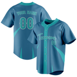 Custom Unisex Royal Blue & Teal Pattern Baseball Jersey