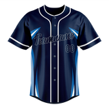 Custom Unisex Navy Blue & Blue Pattern Baseball Jersey BB0000071820