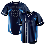 Custom Unisex Navy Blue & Blue Pattern Baseball Jersey