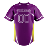 Custom Unisex Purple & Yellow Pattern Baseball Jersey BB0000072312