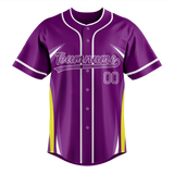 Custom Unisex Purple & Yellow Pattern Baseball Jersey BB0000072312