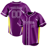 Custom Unisex Purple & Yellow Pattern Baseball Jersey